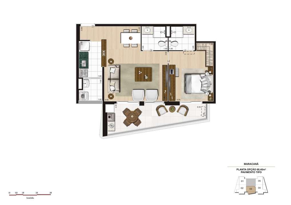 Planta opção 68m² - Final 3 | Cyrela The Year Edition – Alto da Lapa - São Paulo - São Paulo Planta opção 68m² - Final 3 | Cyrela The Year Edition – Apartamento no Alto da Lapa - São Paulo - São Paulo