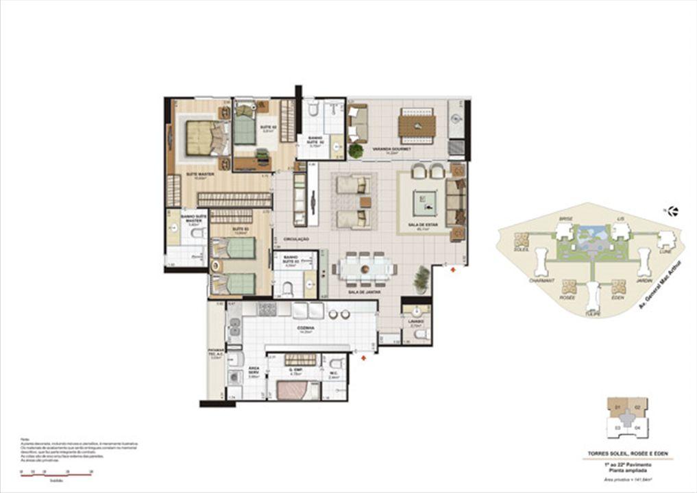 . Planta 141,84m² ampliada soleil, rosée e éden | Le Parc Boa Viagem – Boa Viagem - Recife - Pernambuco . Planta 141,84m² ampliada soleil, rosée e éden | Le Parc Boa Viagem – Apartamento em Boa Viagem - Recife - Pernambuco