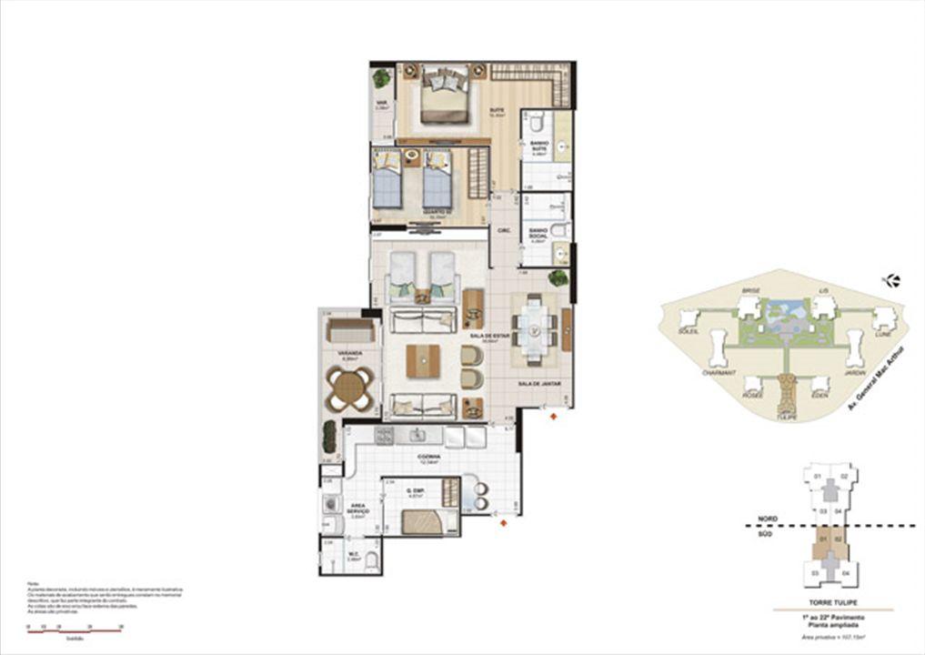 Planta 107,15m² ampliada tulipe | Le Parc Boa Viagem – Boa Viagem - Recife - Pernambuco Planta 107,15m² ampliada tulipe | Le Parc Boa Viagem – Apartamento em Boa Viagem - Recife - Pernambuco
