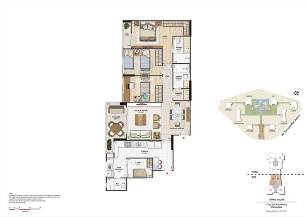 Planta 107,15m² tipo tulipe | Le Parc Boa Viagem – Boa Viagem - Recife - Pernambuco Planta 107,15m² tipo tulipe | Le Parc Boa Viagem – Apartamento em Boa Viagem - Recife - Pernambuco