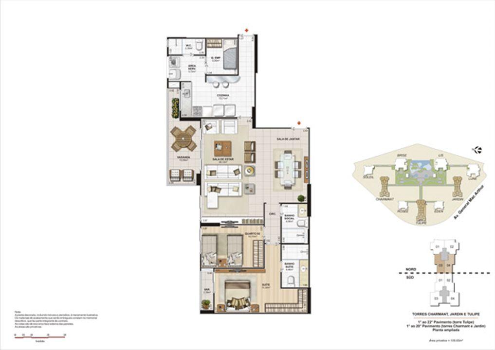 Planta 109,65m² ampliada tulipe, charmant e jardin | Le Parc Boa Viagem – Boa Viagem - Recife - Pernambuco Planta 109,65m² ampliada tulipe, charmant e jardin | Le Parc Boa Viagem – Apartamento em Boa Viagem - Recife - Pernambuco