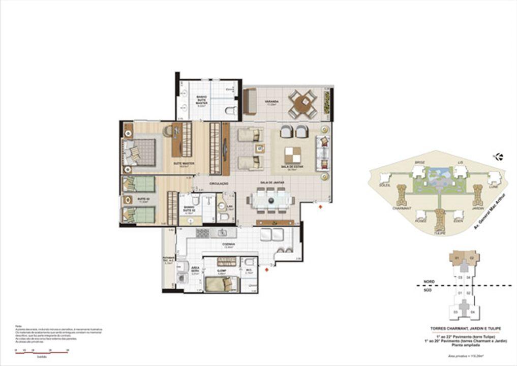 Planta 119,28m² ampliada tulipe, charmant e jardin | Le Parc Boa Viagem – Boa Viagem - Recife - Pernambuco Planta 119,28m² ampliada tulipe, charmant e jardin | Le Parc Boa Viagem – Apartamento em Boa Viagem - Recife - Pernambuco