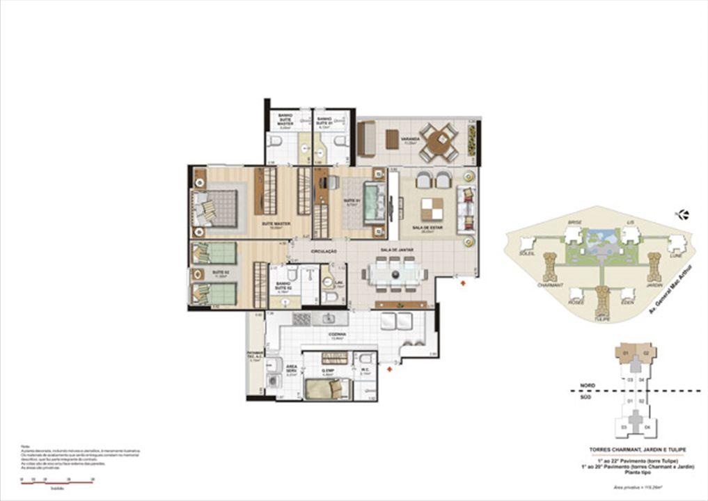 Planta 119,28m² tipo tulipe, charmant e jardin | Le Parc Boa Viagem – Boa Viagem - Recife - Pernambuco Planta 119,28m² tipo tulipe, charmant e jardin | Le Parc Boa Viagem – Apartamento em Boa Viagem - Recife - Pernambuco