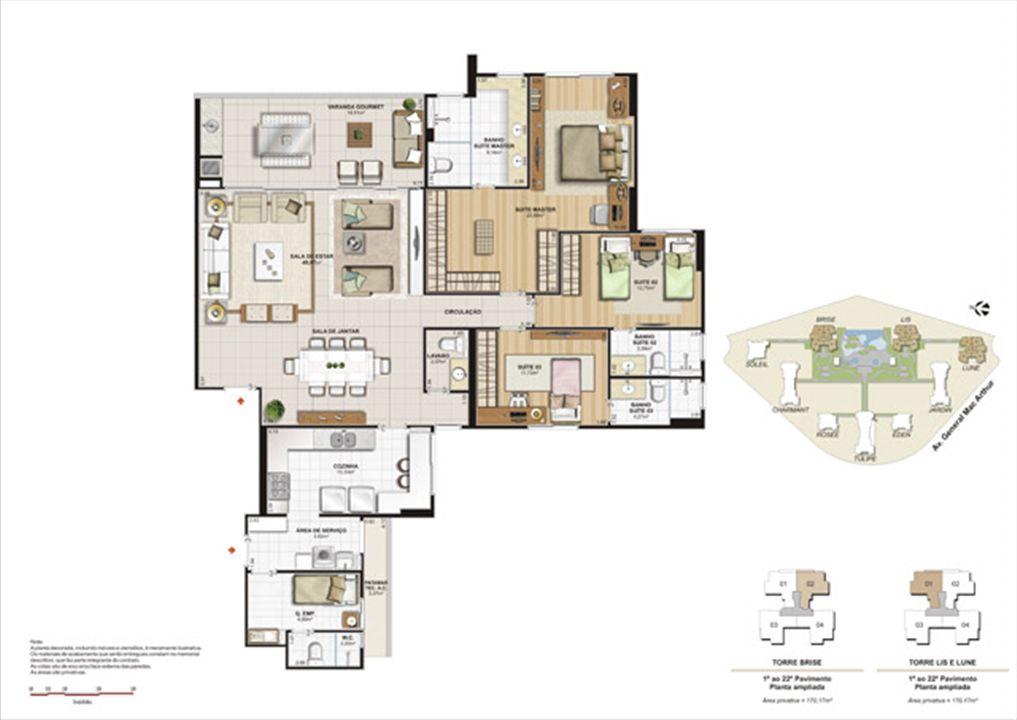 Planta 170,17m² ampliada brise, lis e lune | Le Parc Boa Viagem – Boa Viagem - Recife - Pernambuco Planta 170,17m² ampliada brise, lis e lune | Le Parc Boa Viagem – Apartamento em Boa Viagem - Recife - Pernambuco