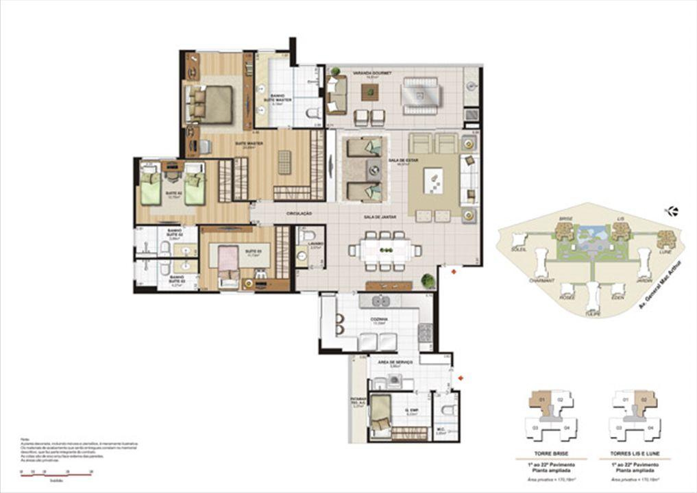Planta 170,18m² ampliada brise, lis e lune | Le Parc Boa Viagem – Boa Viagem - Recife - Pernambuco Planta 170,18m² ampliada brise, lis e lune | Le Parc Boa Viagem – Apartamento em Boa Viagem - Recife - Pernambuco
