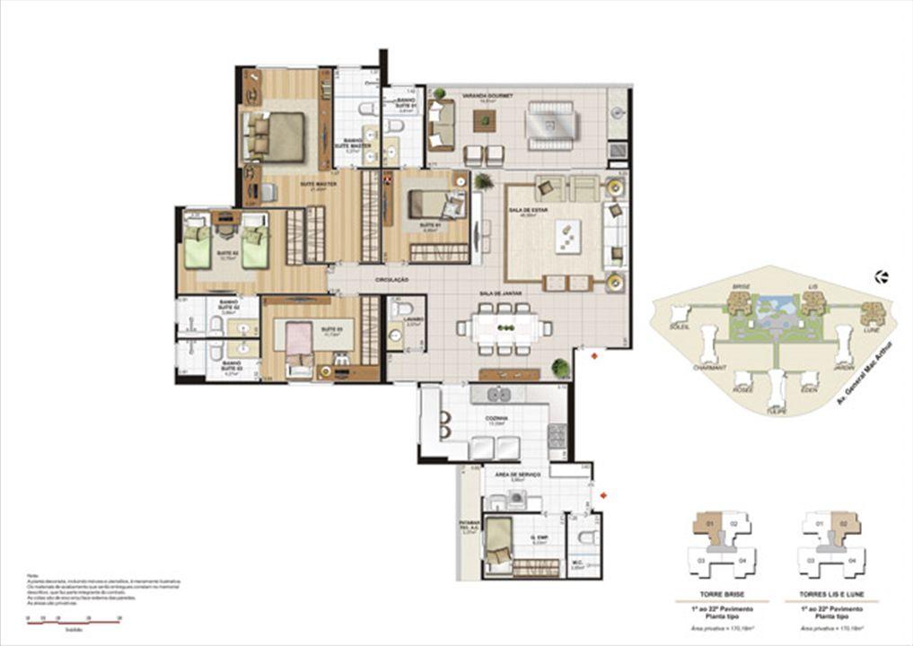 Planta 170,18m² tipo brise, lis e lune | Le Parc Boa Viagem – Boa Viagem - Recife - Pernambuco Planta 170,18m² tipo brise, lis e lune | Le Parc Boa Viagem – Apartamento em Boa Viagem - Recife - Pernambuco