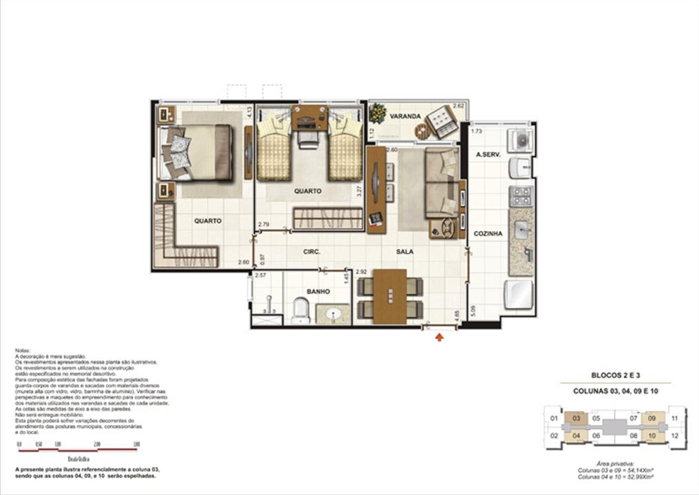 Planta de 2 quartos - 52m² | Splendore Family Club – Campos - Campos - Rio de Janeiro Planta de 2 quartos - 52m² | Splendore Family Club – Apartamento em Campos - Campos - Rio de Janeiro