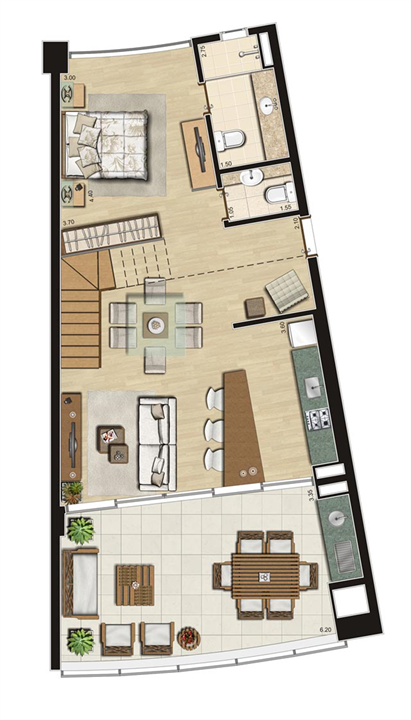 Duplex de 111m² privativos Inferior | Thera Residence – Berrini - São Paulo - São Paulo Duplex de 111m² privativos Inferior | Thera Residence – Apartamento na Berrini - São Paulo - São Paulo