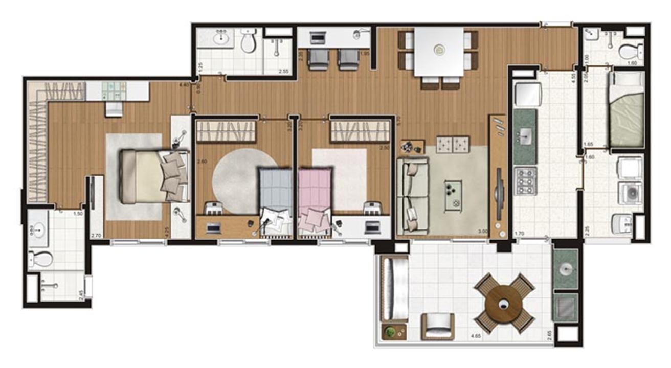 Planta-tipo apartamento de 112 m² privativos 3 dorms (1 suíte) | Luzes da Mooca - Villaggio Luna – Mooca - São Paulo - São Paulo Planta-tipo apartamento de 112 m² privativos 3 dorms (1 suíte) | Luzes da Mooca - Villaggio Luna – Apartamento na Mooca - São Paulo - São Paulo