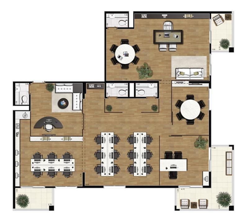 Planta sugestão de junção de 182m² | Luzes da Mooca - Atrio Giorno – Mooca - São Paulo - São Paulo Planta sugestão de junção de 182m² | Luzes da Mooca - Atrio Giorno – Salas Comerciais na Mooca - São Paulo - São Paulo