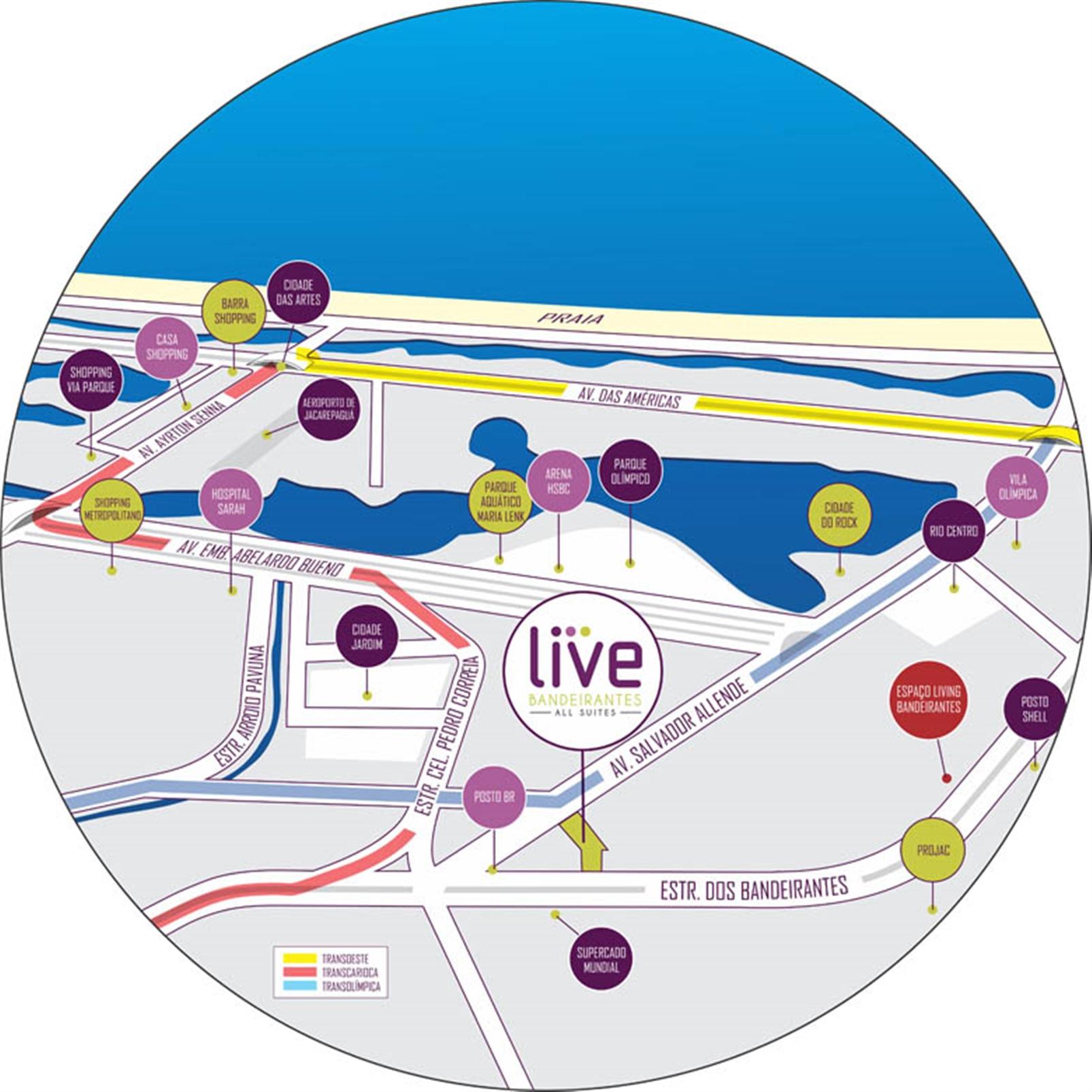 Ilustração artística do mapa | Live Bandeirantes All Suites – Jacarepaguá - Rio de Janeiro - Rio de Janeiro Ilustração artística do mapa | Live Bandeirantes All Suites – Apartamento em Jacarepaguá - Rio de Janeiro - Rio de Janeiro