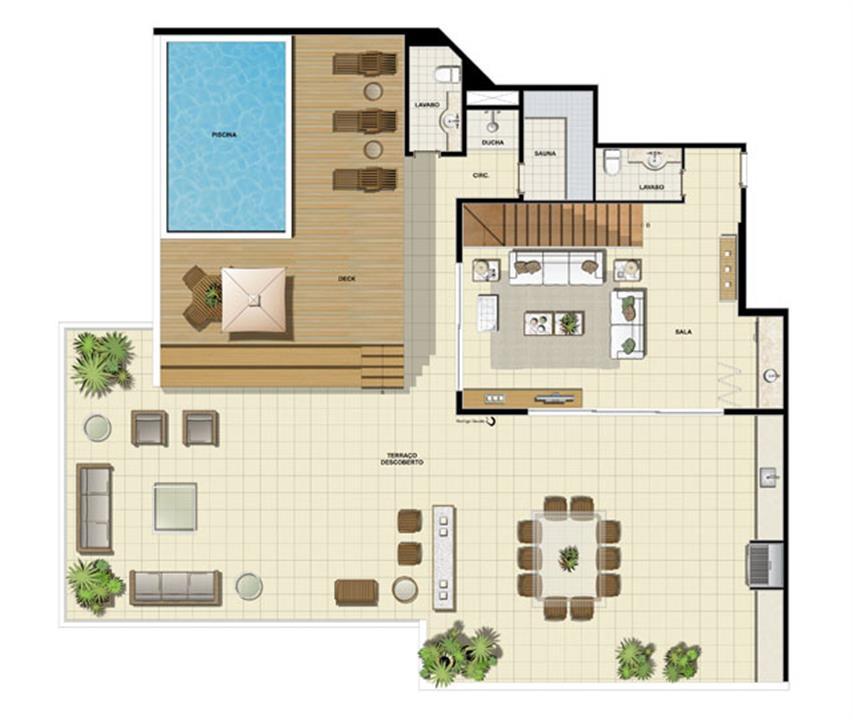 Edifício Saint Jean - Planta da dependência do 15º pavimento | Saint Barth – Barra da Tijuca - Rio de Janeiro - Rio de Janeiro Edifício Saint Jean - Planta da dependência do 15º pavimento | Saint Barth – Apartamento na Barra da Tijuca - Rio de Janeiro - Rio de Janeiro