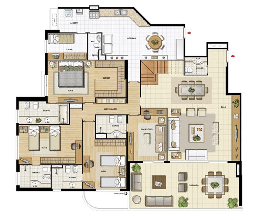 Edifício Saint Jean - Planta do 15º pavimento | Saint Barth – Barra da Tijuca - Rio de Janeiro - Rio de Janeiro Edifício Saint Jean - Planta do 15º pavimento | Saint Barth – Apartamento na Barra da Tijuca - Rio de Janeiro - Rio de Janeiro