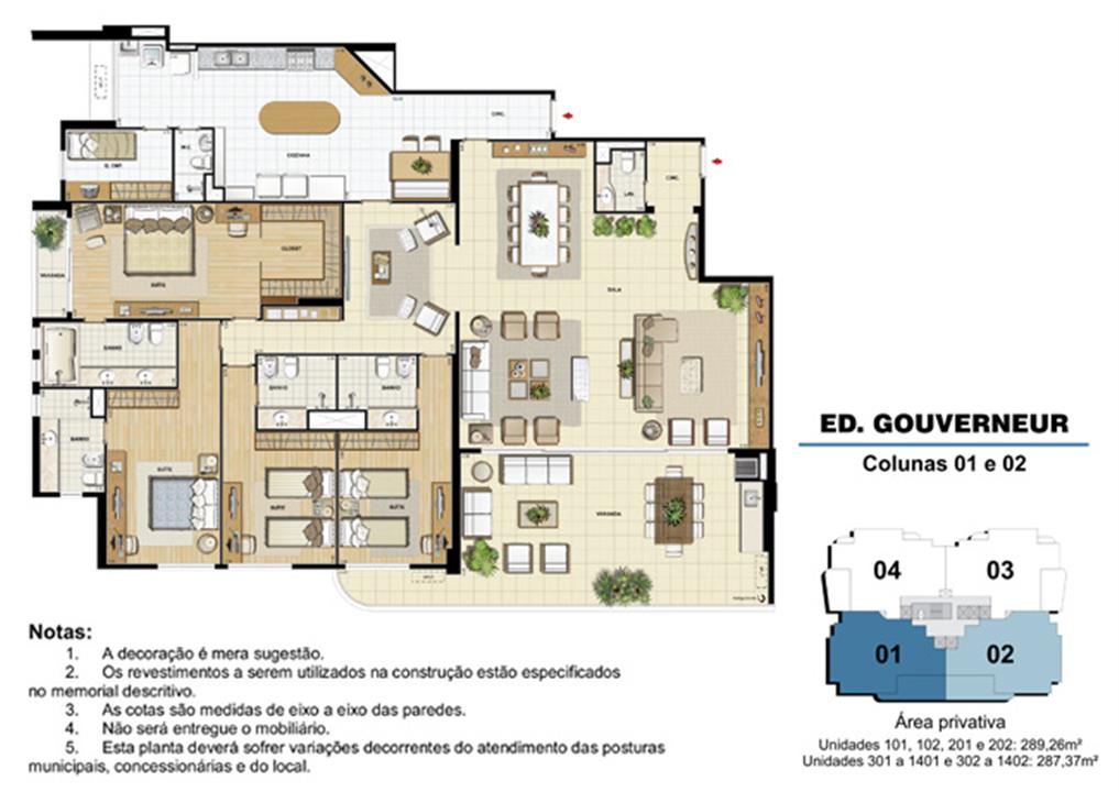 Edifício Gouverneur - Planta do 1º ao 14º pavimento (col. 1 e 2) | Saint Barth – Barra da Tijuca - Rio de Janeiro - Rio de Janeiro Edifício Gouverneur - Planta do 1º ao 14º pavimento (col. 1 e 2) | Saint Barth – Apartamento na Barra da Tijuca - Rio de Janeiro - Rio de Janeiro