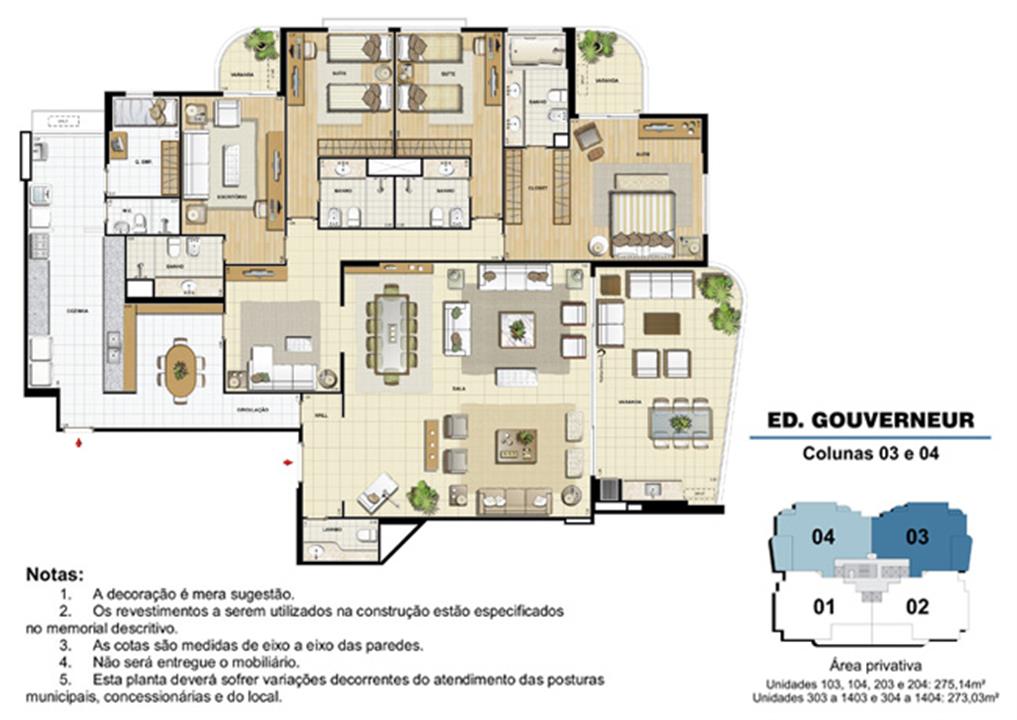 Edifício Gouverneur - Planta do 1º ao 14º pavimento (col. 3 e 4) | Saint Barth – Barra da Tijuca - Rio de Janeiro - Rio de Janeiro Edifício Gouverneur - Planta do 1º ao 14º pavimento (col. 3 e 4) | Saint Barth – Apartamento na Barra da Tijuca - Rio de Janeiro - Rio de Janeiro