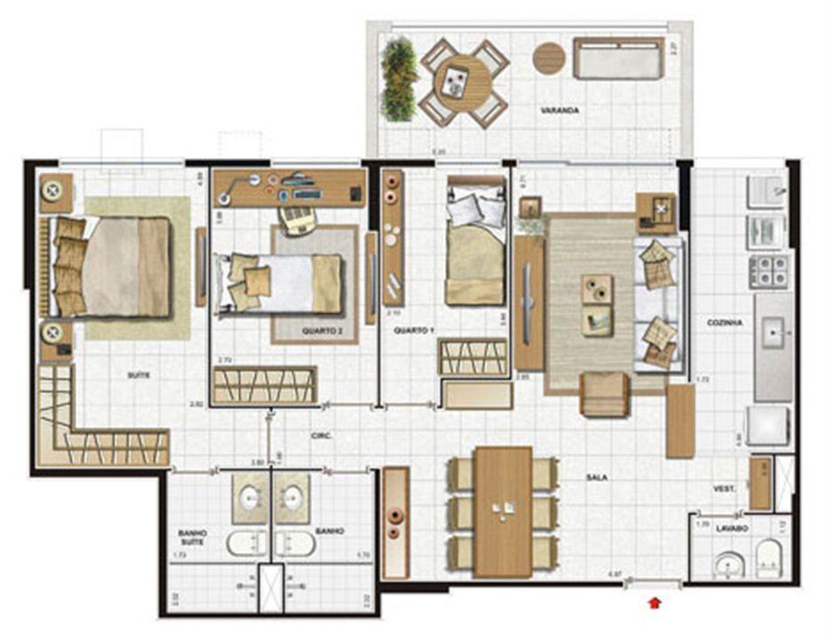 Planta 93 m² - Bloco 2 - Col.09 - com lavabo - 3 quartos | Reserva Jardim – Cidade Jardim - Rio de Janeiro - Rio de Janeiro Planta 93 m² - Bloco 2 - Col.09 - com lavabo - 3 quartos | Reserva Jardim – Apartamento no Cidade Jardim - Rio de Janeiro - Rio de Janeiro