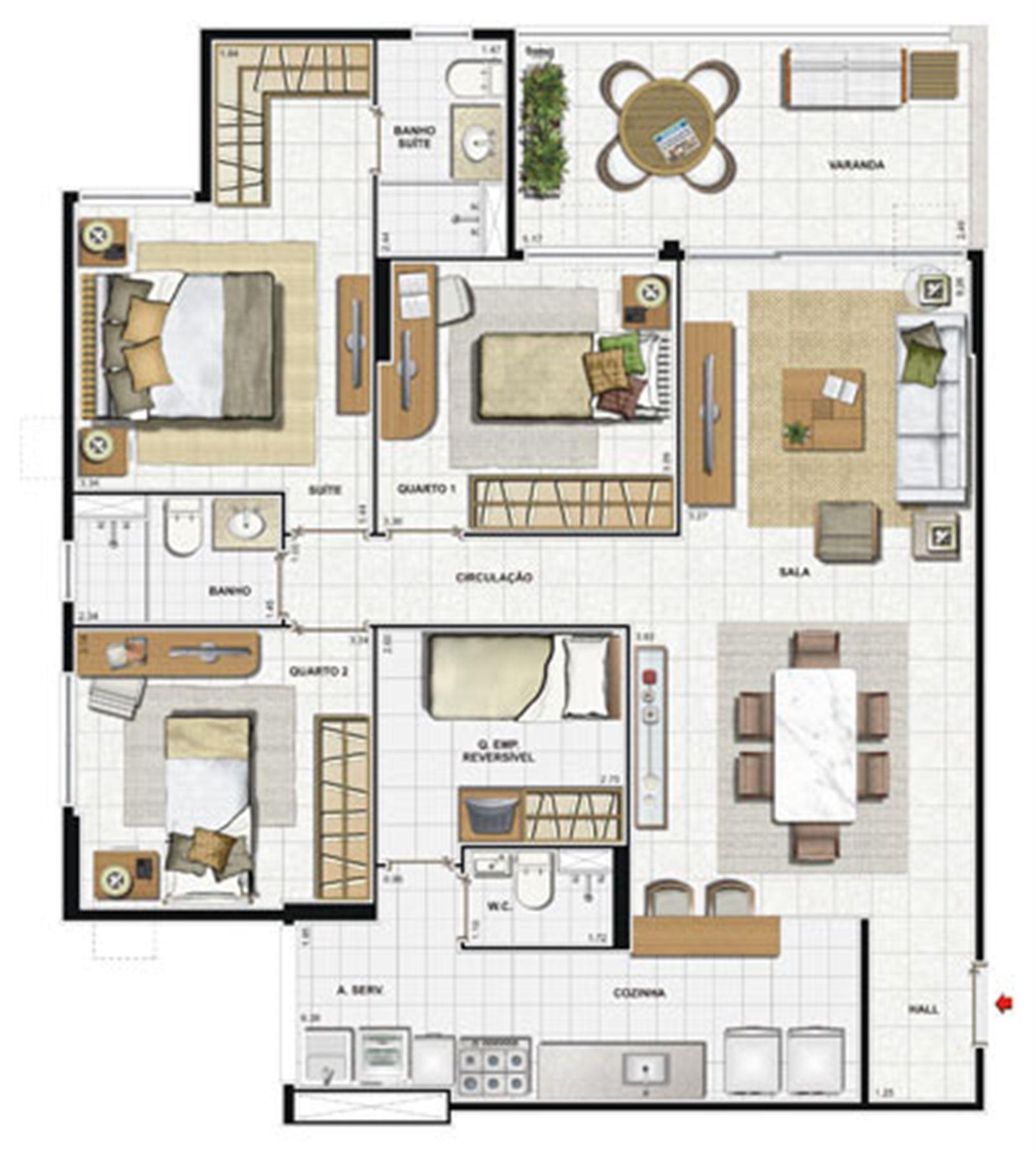 Planta 110 m² - Bloco 4 - Col.01 - 3 quartos | Reserva Jardim – Cidade Jardim - Rio de Janeiro - Rio de Janeiro Planta 110 m² - Bloco 4 - Col.01 - 3 quartos | Reserva Jardim – Apartamento no Cidade Jardim - Rio de Janeiro - Rio de Janeiro