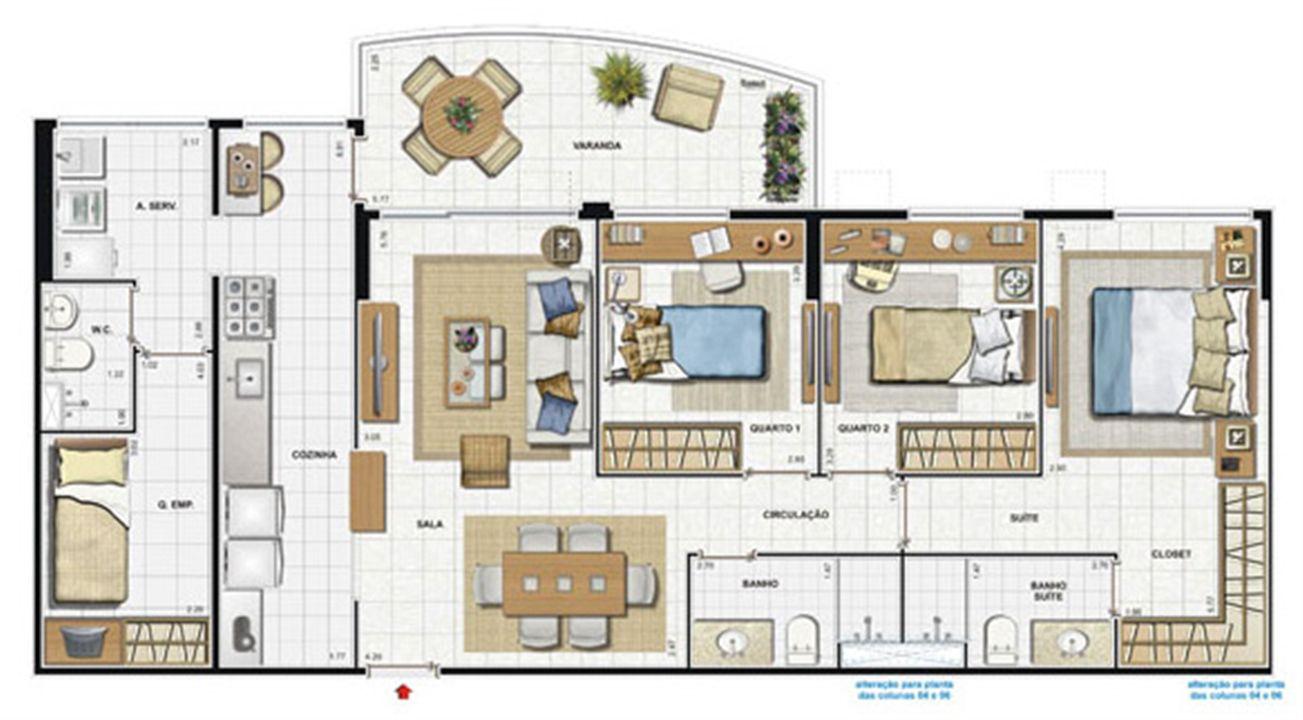 Planta 110 m² - Bloco 4 - Col.03 - 3 quartos | Reserva Jardim – Cidade Jardim - Rio de Janeiro - Rio de Janeiro Planta 110 m² - Bloco 4 - Col.03 - 3 quartos | Reserva Jardim – Apartamento no Cidade Jardim - Rio de Janeiro - Rio de Janeiro