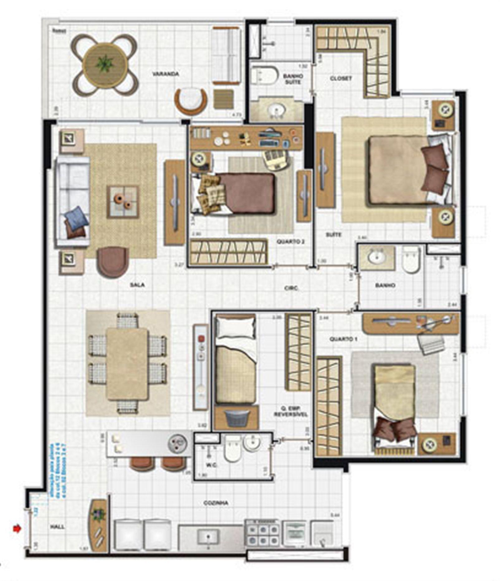 Planta 112 m² - Bloco 2 - Col.11 - 3 quartos | Reserva Jardim – Cidade Jardim - Rio de Janeiro - Rio de Janeiro Planta 112 m² - Bloco 2 - Col.11 - 3 quartos | Reserva Jardim – Apartamento no Cidade Jardim - Rio de Janeiro - Rio de Janeiro
