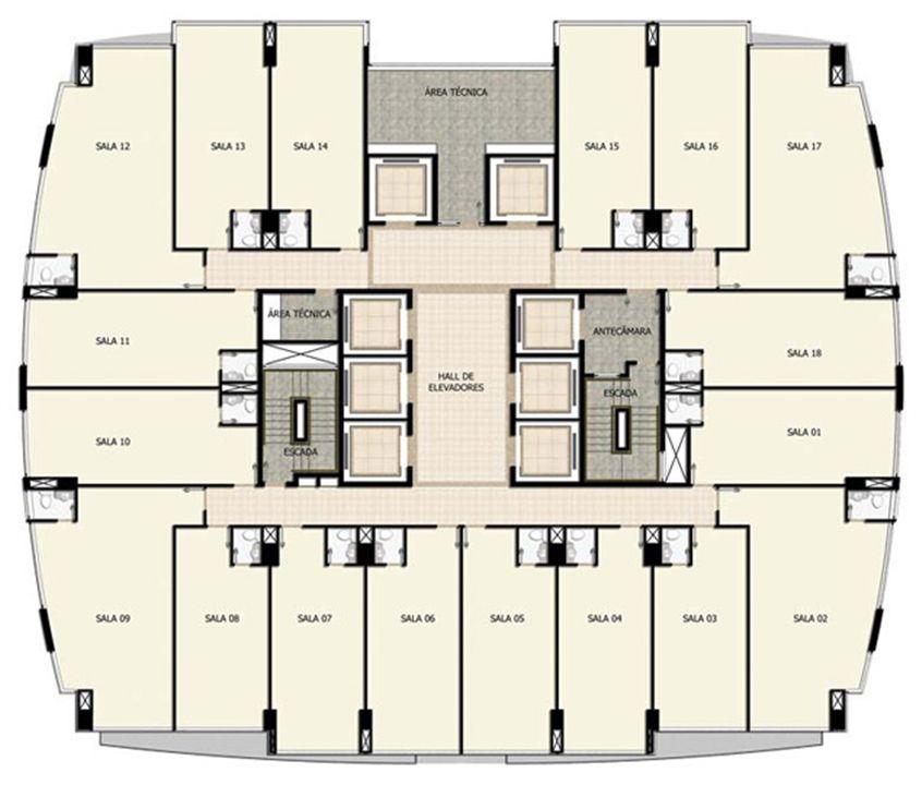 Planta Tipo 7º a 24º pavimento | Salvador Shopping Business – Ao lado do Salvador Shopping - Salvador - Bahia Planta Tipo 7º a 24º pavimento | Salvador Shopping Business – Salas Comerciais Ao lado do Salvador Shopping - Salvador - Bahia