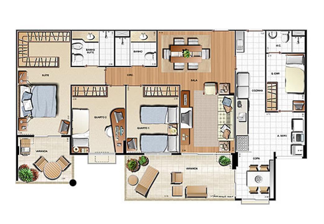 Planta 126,12m² | Le Parc Residential Resort – Barra da Tijuca - Rio de Janeiro - Rio de Janeiro Planta 126,12m² | Le Parc Residential Resort – Apartamento na Barra da Tijuca - Rio de Janeiro - Rio de Janeiro