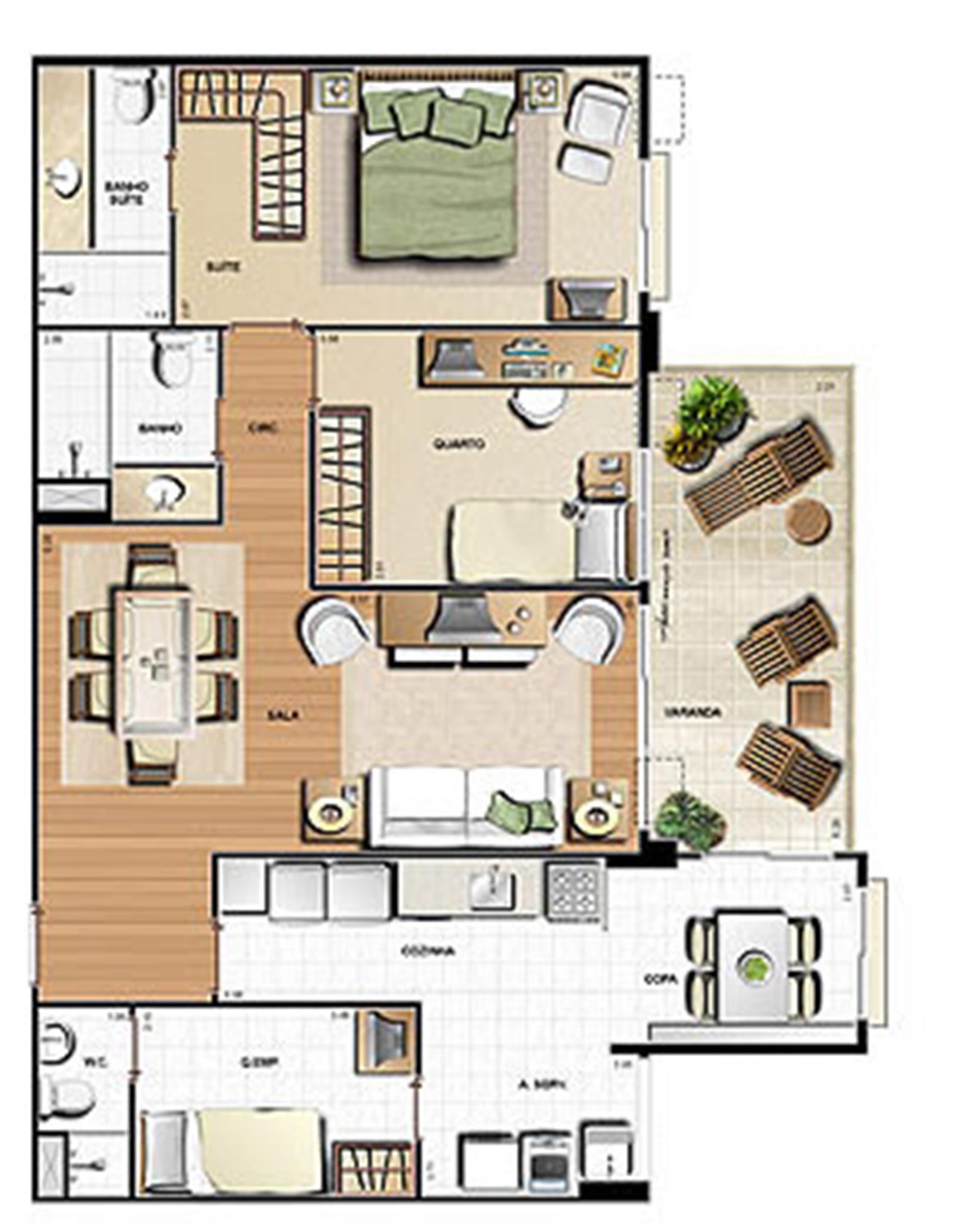 Planta 99.63m² | Le Parc Residential Resort – Barra da Tijuca - Rio de Janeiro - Rio de Janeiro Planta 99.63m² | Le Parc Residential Resort – Apartamento na Barra da Tijuca - Rio de Janeiro - Rio de Janeiro
