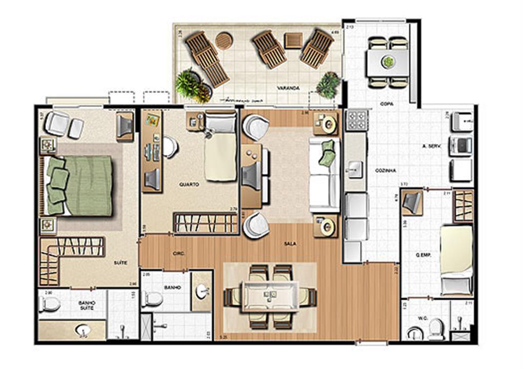 Planta 99.96m² | Le Parc Residential Resort – Barra da Tijuca - Rio de Janeiro - Rio de Janeiro Planta 99.96m² | Le Parc Residential Resort – Apartamento na Barra da Tijuca - Rio de Janeiro - Rio de Janeiro