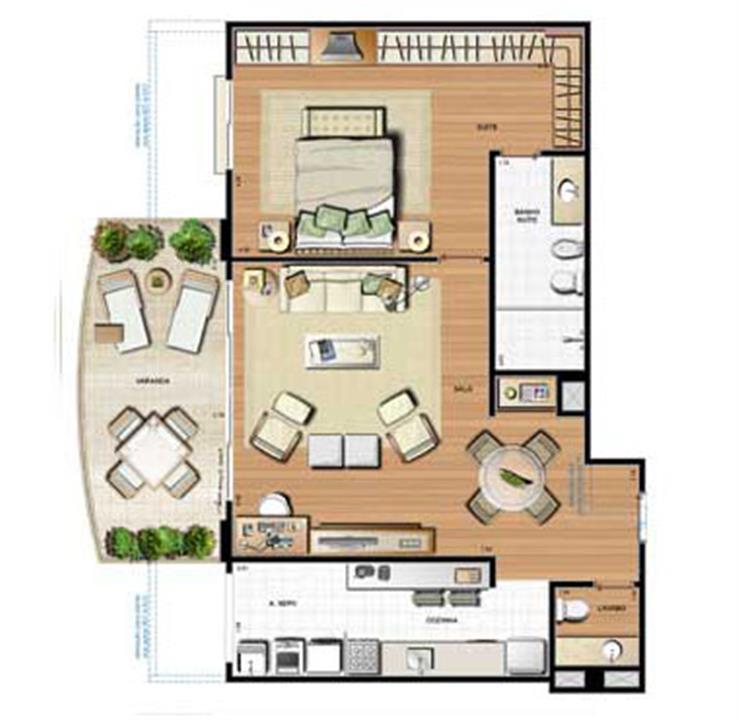 Planta 99.83m² | Le Parc Residential Resort – Barra da Tijuca - Rio de Janeiro - Rio de Janeiro Planta 99.83m² | Le Parc Residential Resort – Apartamento na Barra da Tijuca - Rio de Janeiro - Rio de Janeiro