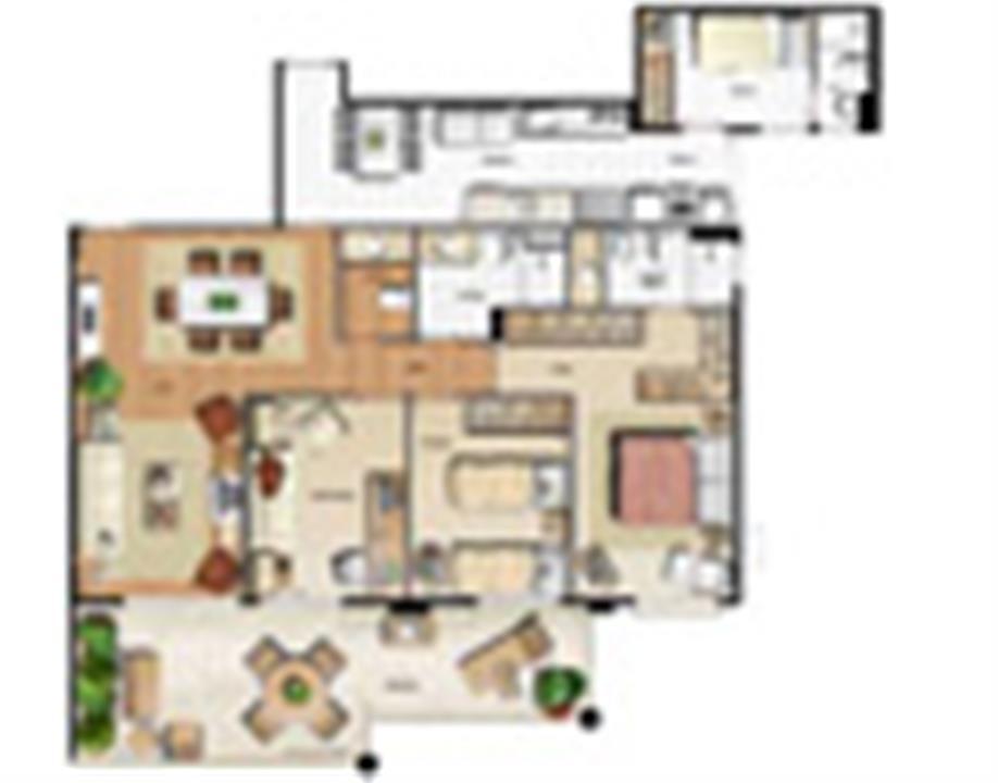 Planta 129.59m² | Le Parc Residential Resort – Barra da Tijuca - Rio de Janeiro - Rio de Janeiro Planta 129.59m² | Le Parc Residential Resort – Apartamento na Barra da Tijuca - Rio de Janeiro - Rio de Janeiro