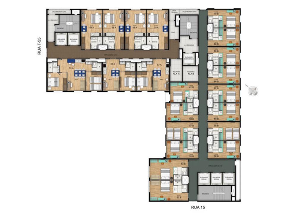 Planta Pavimento Tipo 18º ao 20º | Blend - HotelStyle – Setor Marista - Goiânia - Goiás Planta Pavimento Tipo 18º ao 20º | Blend - HotelStyle – Apartamento no Setor Marista - Goiânia - Goiás