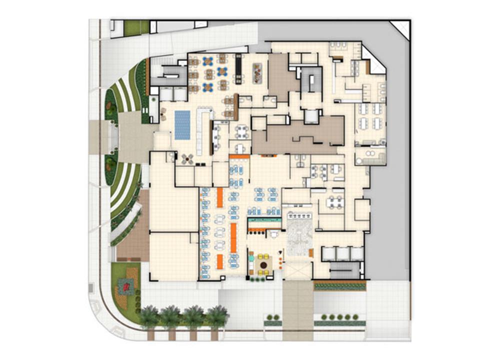 Implantação terreo | Blend - HotelStyle – Setor Marista - Goiânia - Goiás Implantação terreo | Blend - HotelStyle – Apartamento no Setor Marista - Goiânia - Goiás