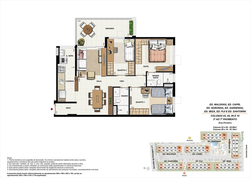 Colunas 03, 04, 09 e 10 - 02º ao 07º andar | Ocean Pontal Residence – Recreio dos Bandeirantes - Rio de Janeiro - Rio de Janeiro Colunas 03, 04, 09 e 10 - 02º ao 07º andar | Ocean Pontal Residence – Apartamento no Recreio dos Bandeirantes - Rio de Janeiro - Rio de Janeiro