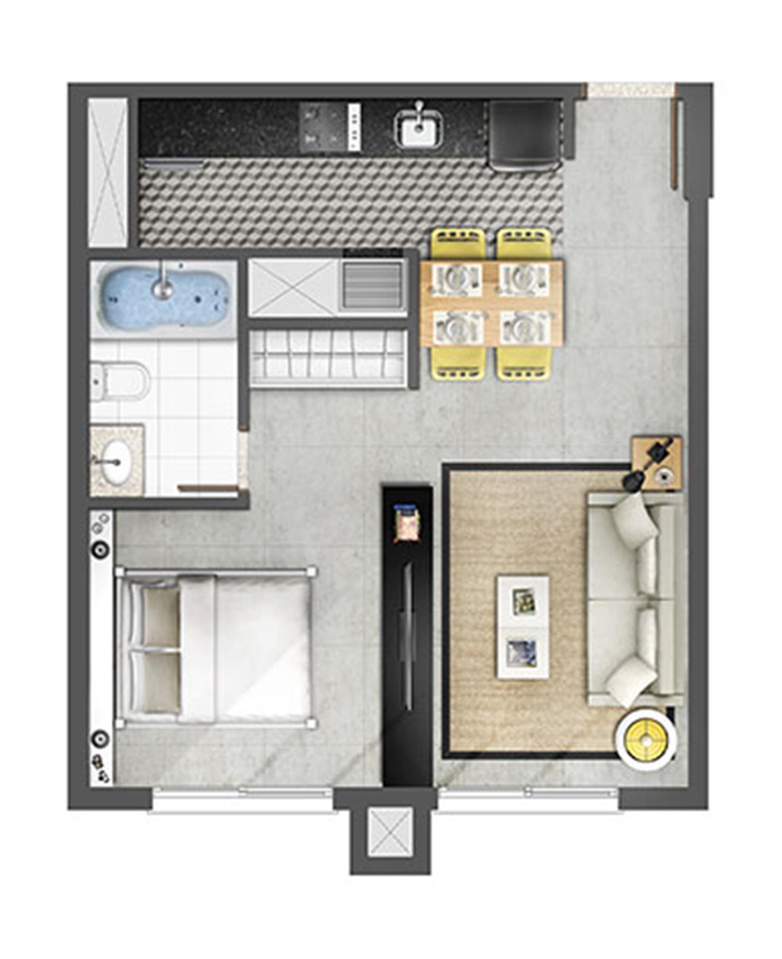 Estudio 45m² Opção com Banheira | Axis - Home – Petrópolis - Porto Alegre - Rio Grande do Sul Estudio 45m² Opção com Banheira | Axis - Home – Apartamento no Petrópolis - Porto Alegre - Rio Grande do Sul