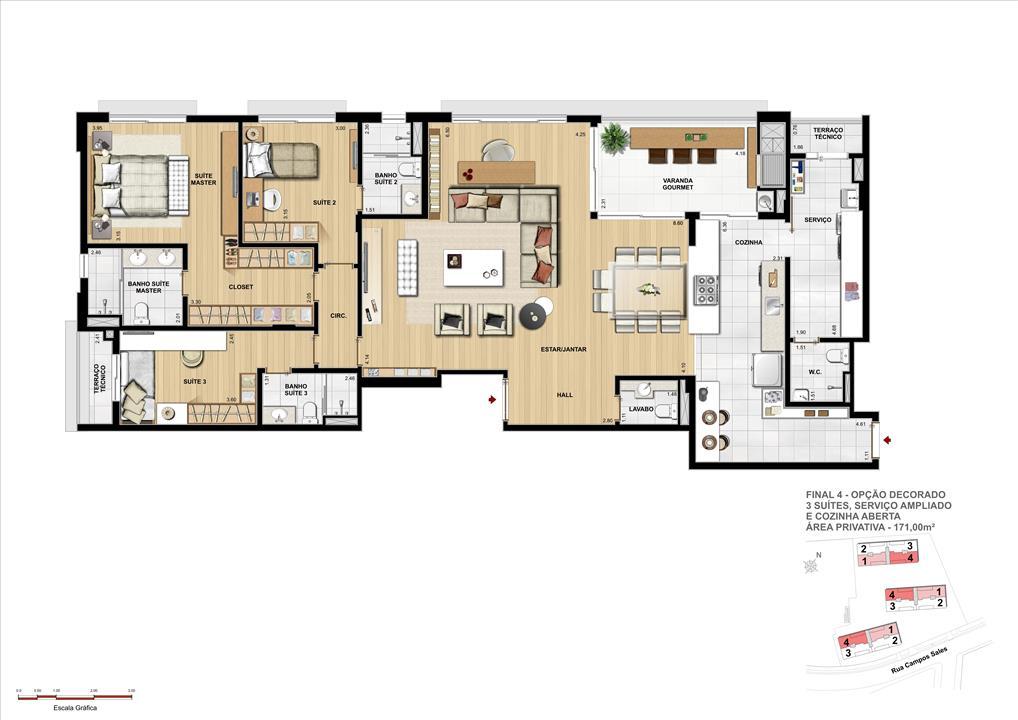 OPÇÃO DECORADO - 3 SUÍTES - 171 M² - COM ATÉ 329 M² DE ÁREA TOTAL | Grand Vert – Juvevê - Curitiba - Paraná OPÇÃO DECORADO - 3 SUÍTES - 171 M² - COM ATÉ 329 M² DE ÁREA TOTAL | Grand Vert – Apartamento no Juvevê - Curitiba - Paraná