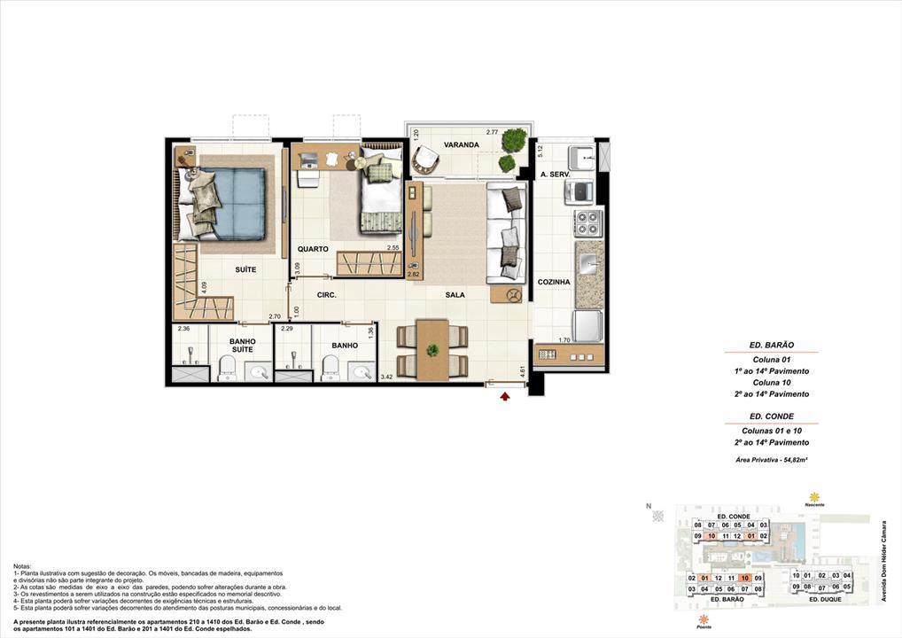 Ed. Barão e Ed. Conde Coluna 1 e 10 Apartamento de 54,82m2 com 01 suíte | Nobre Norte Clube Residencial – Cachambi - Rio de Janeiro - Rio de Janeiro Ed. Barão e Ed. Conde Coluna 1 e 10 Apartamento de 54,82m2 com 01 suíte | Nobre Norte Clube Residencial – Apartamento no Cachambi - Rio de Janeiro - Rio de Janeiro
