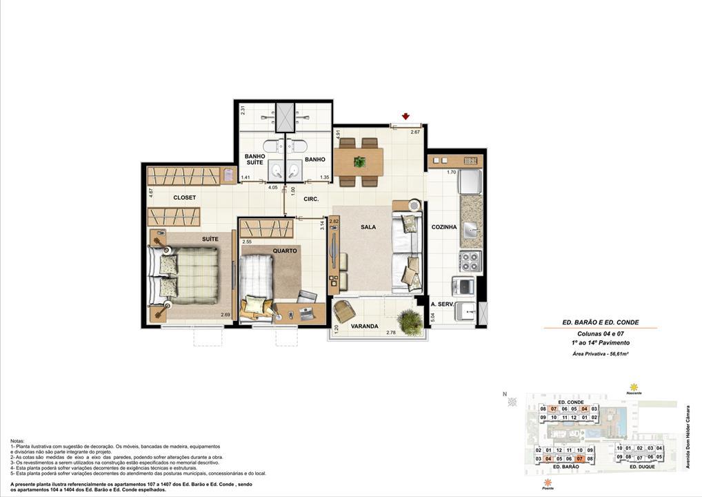 Ed. Barão e Ed. Conde Coluna 4 e 7 Apartamento de 56,61m2 com 01 suíte | Nobre Norte Clube Residencial – Cachambi - Rio de Janeiro - Rio de Janeiro Ed. Barão e Ed. Conde Coluna 4 e 7 Apartamento de 56,61m2 com 01 suíte | Nobre Norte Clube Residencial – Apartamento no Cachambi - Rio de Janeiro - Rio de Janeiro