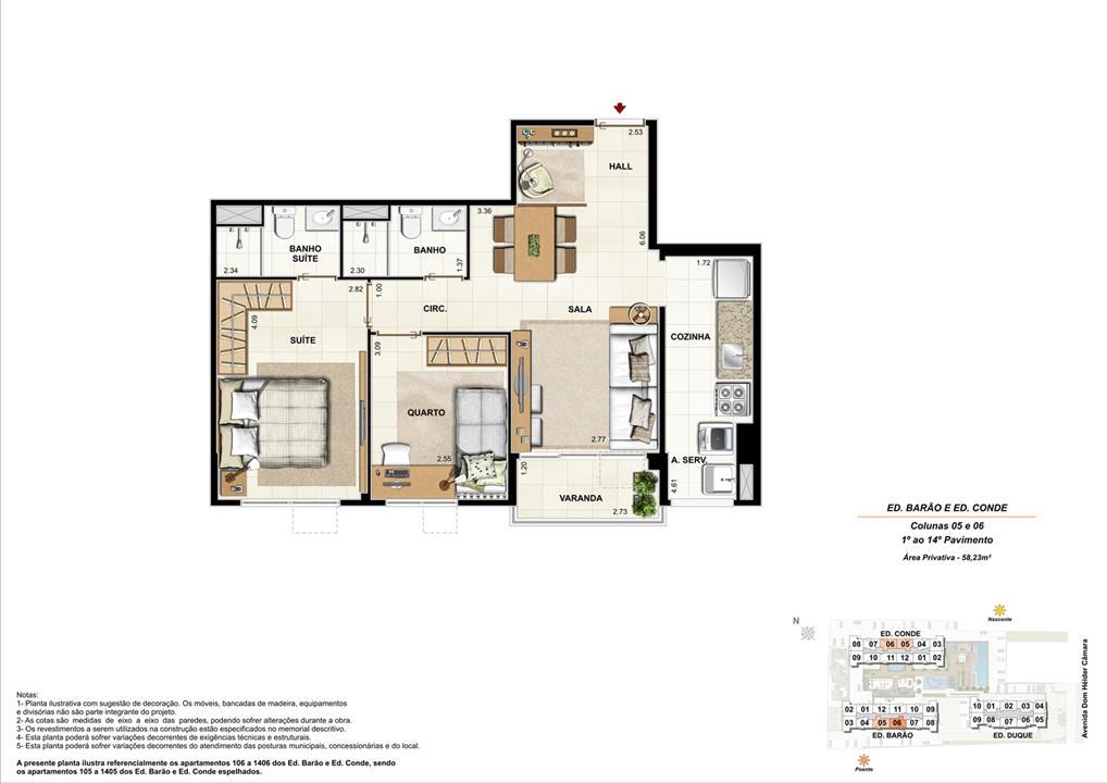Ed. Barão e Ed. Conde Coluna 5 e 6 Apartamento de 58,23m2 com 01 suíte | Nobre Norte Clube Residencial – Cachambi - Rio de Janeiro - Rio de Janeiro Ed. Barão e Ed. Conde Coluna 5 e 6 Apartamento de 58,23m2 com 01 suíte | Nobre Norte Clube Residencial – Apartamento no Cachambi - Rio de Janeiro - Rio de Janeiro
