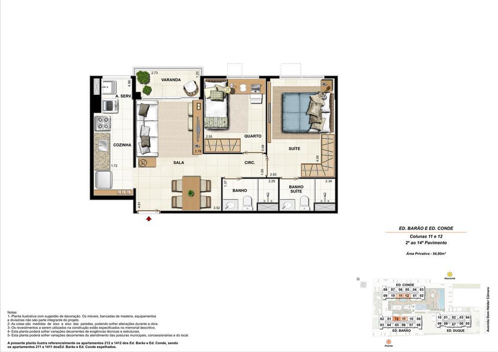 Ed. Barão e Ed. Conde Coluna 11 e 12 Apartamento de 54,80m2 com 01 suíte | Nobre Norte Clube Residencial – Cachambi - Rio de Janeiro - Rio de Janeiro Ed. Barão e Ed. Conde Coluna 11 e 12 Apartamento de 54,80m2 com 01 suíte | Nobre Norte Clube Residencial – Apartamento no Cachambi - Rio de Janeiro - Rio de Janeiro