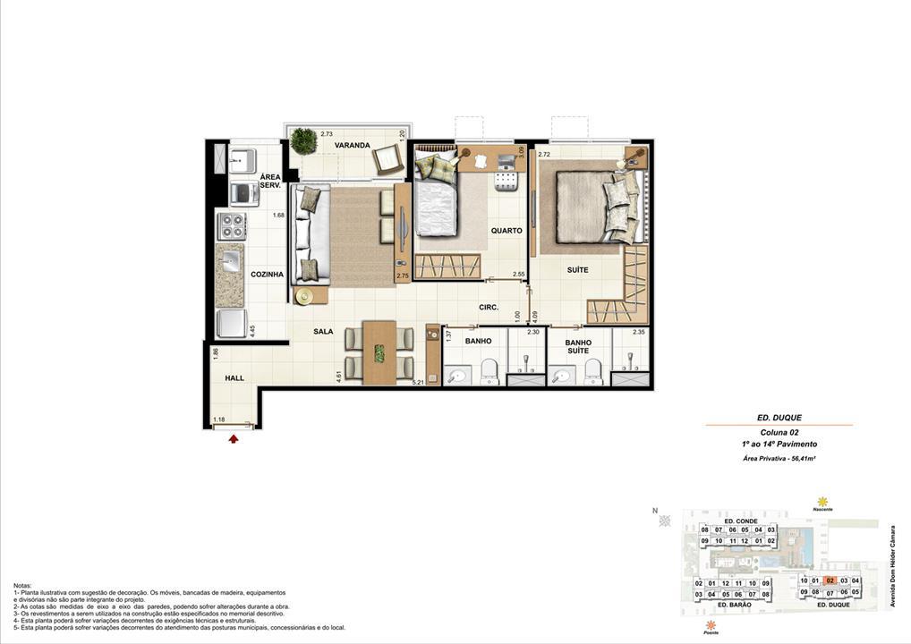 Ed. Duque Coluna 2 Apartamento de 56,41m2 com 01 suíte | Nobre Norte Clube Residencial – Cachambi - Rio de Janeiro - Rio de Janeiro Ed. Duque Coluna 2 Apartamento de 56,41m2 com 01 suíte | Nobre Norte Clube Residencial – Apartamento no Cachambi - Rio de Janeiro - Rio de Janeiro