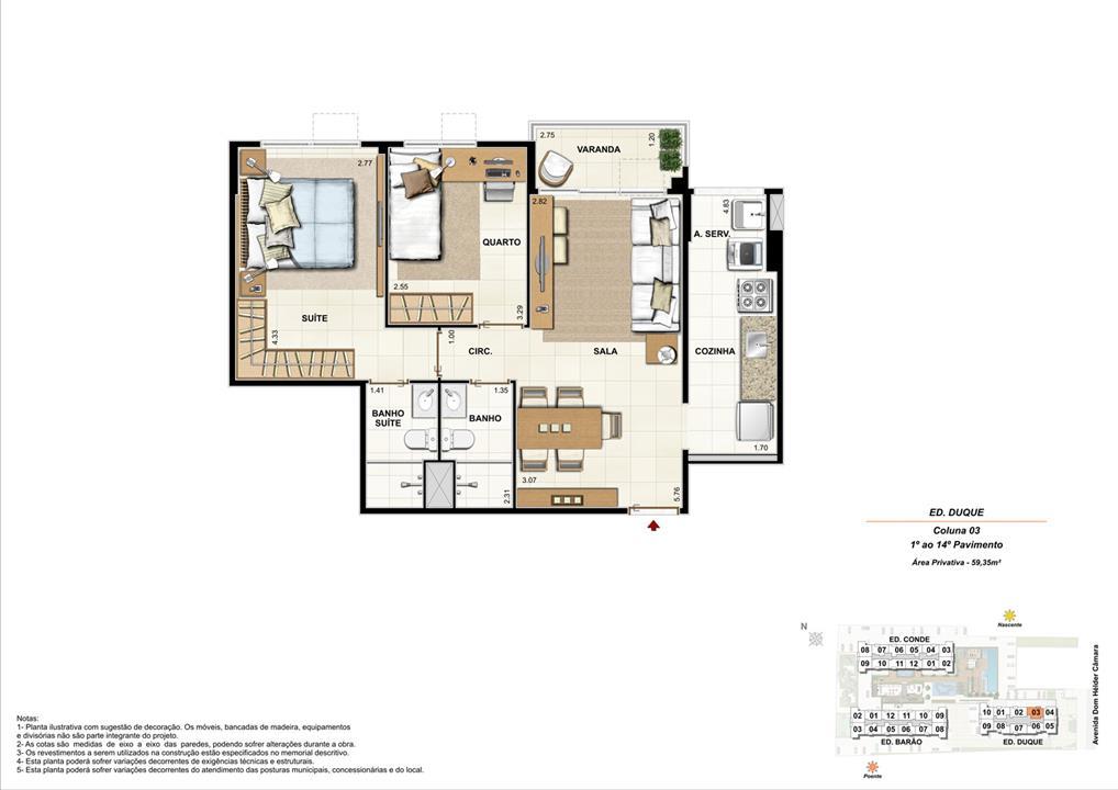 Ed. Duque Coluna 3 Apartamento de 59,35m2 com 01 suíte | Nobre Norte Clube Residencial – Cachambi - Rio de Janeiro - Rio de Janeiro Ed. Duque Coluna 3 Apartamento de 59,35m2 com 01 suíte | Nobre Norte Clube Residencial – Apartamento no Cachambi - Rio de Janeiro - Rio de Janeiro