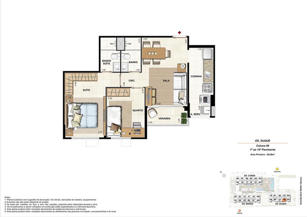Ed. Duque Coluna 6 Apartamento de 56,08m2 com 01 suíte | Nobre Norte Clube Residencial – Cachambi - Rio de Janeiro - Rio de Janeiro Ed. Duque Coluna 6 Apartamento de 56,08m2 com 01 suíte | Nobre Norte Clube Residencial – Apartamento no Cachambi - Rio de Janeiro - Rio de Janeiro