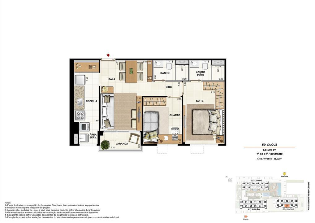 Ed. Duque Coluna 7 Apartamento de 55,07m2 com 01 suíte | Nobre Norte Clube Residencial – Cachambi - Rio de Janeiro - Rio de Janeiro Ed. Duque Coluna 7 Apartamento de 55,07m2 com 01 suíte | Nobre Norte Clube Residencial – Apartamento no Cachambi - Rio de Janeiro - Rio de Janeiro