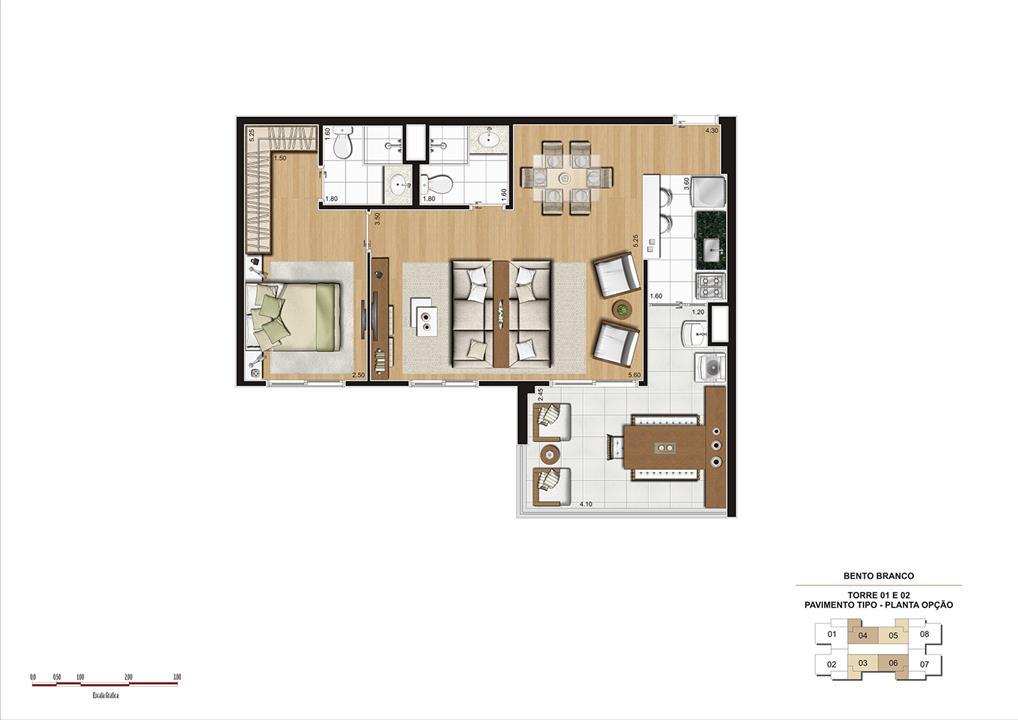 PLANTA 68M² OPÇÃO | Panamerica Brickell – Santo Amaro - São Paulo - São Paulo PLANTA 68M² OPÇÃO | Panamerica Brickell – Apartamento em Santo Amaro - São Paulo - São Paulo
