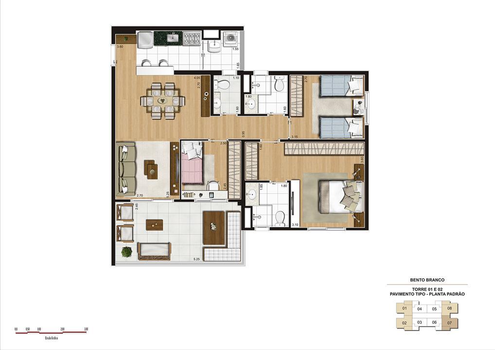 PLANTA 92M² PADRÃO | Panamerica Brickell – Santo Amaro - São Paulo - São Paulo PLANTA 92M² PADRÃO | Panamerica Brickell – Apartamento em Santo Amaro - São Paulo - São Paulo