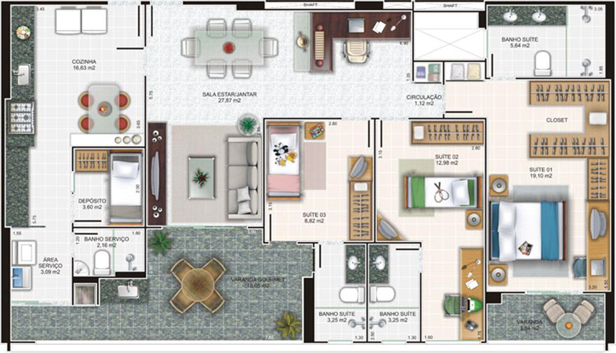 Planta apartamento 2 | Edifício Caiobás – Laranjeiras - Serra - Espírito Santo Planta apartamento 2 | Edifício Caiobás – Apartamento em Laranjeiras - Serra - Espírito Santo
