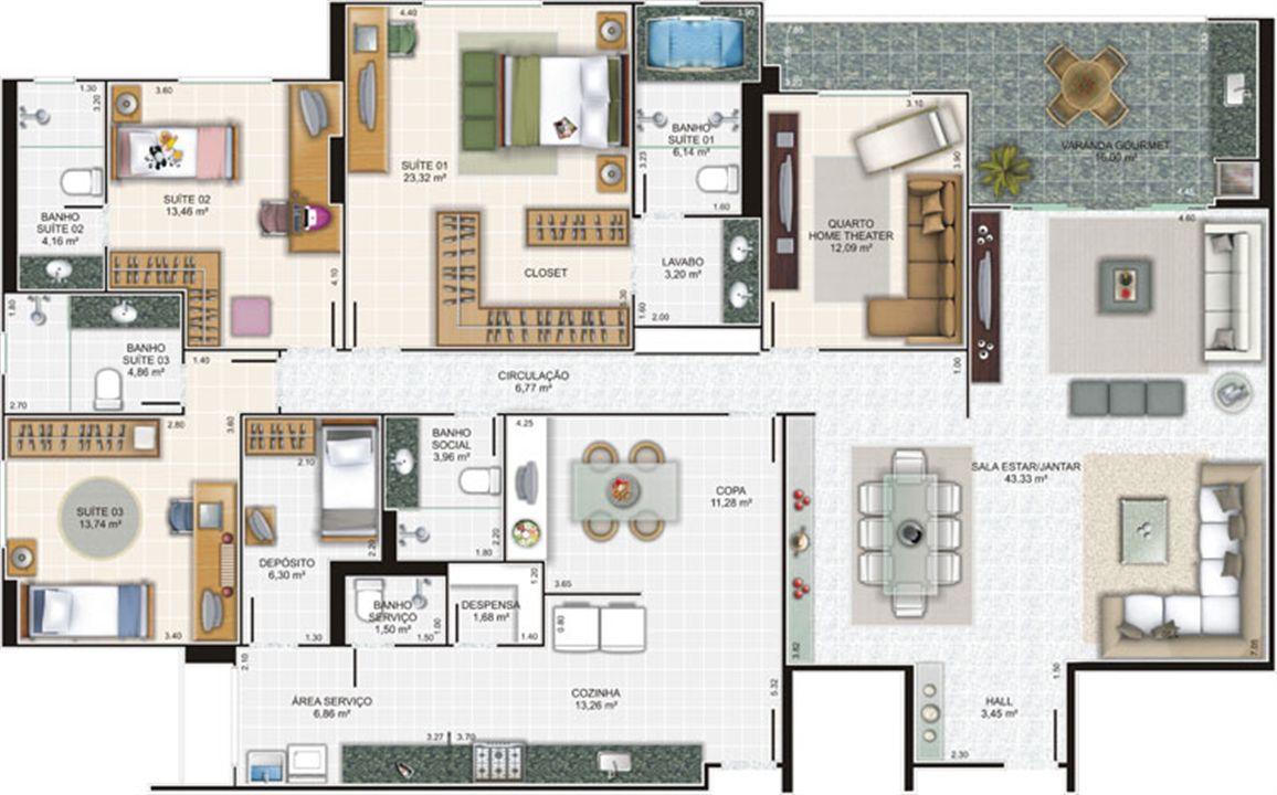Planta apartamento 6 | Edifício Caiobás – Laranjeiras - Serra - Espírito Santo Planta apartamento 6 | Edifício Caiobás – Apartamento em Laranjeiras - Serra - Espírito Santo