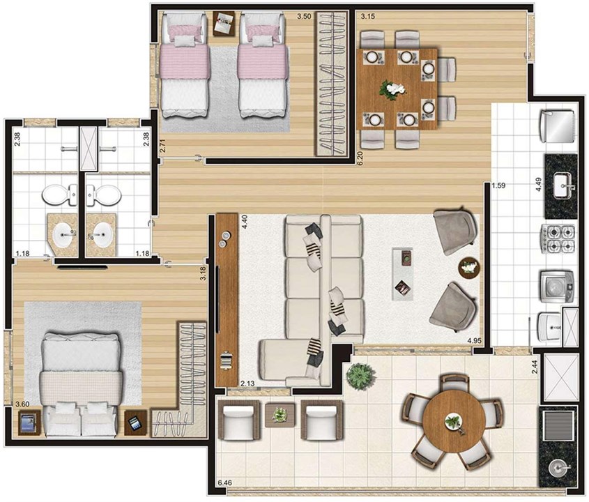 Planta Ampliada apartamento de 85m² | Cyrela Cypriani 955 Ipiranga – Ipiranga - São Paulo - São Paulo Planta Ampliada apartamento de 85m² | Cyrela Cypriani 955 Ipiranga – Apartamento no Ipiranga - São Paulo - São Paulo
