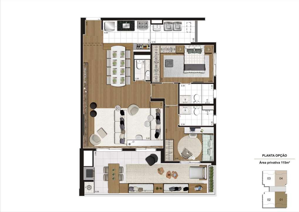 Planta opção 115m² - 2 suítes com living ampliado e 2 vagas demarcadas, para que você tenha um lugar único para viver sua história. | Cyrela Gran Cypriani – Ipiranga - São Paulo - São Paulo Planta opção 115m² - 2 suítes com living ampliado e 2 vagas demarcadas, para que você tenha um lugar único para viver sua história. | Cyrela Gran Cypriani – Apartamento no Ipiranga - São Paulo - São Paulo