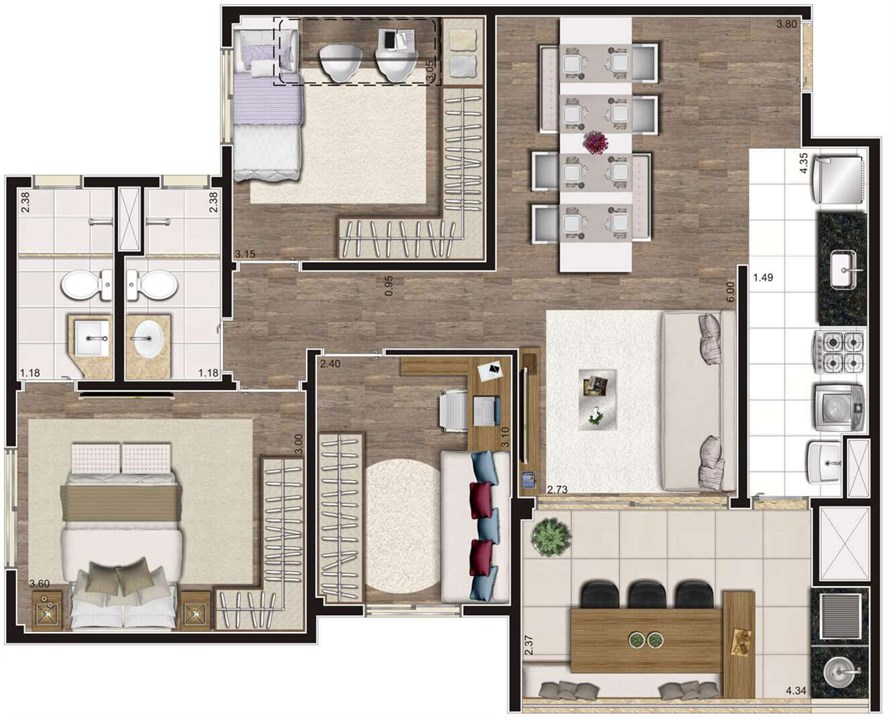 Planta Tipo 81m² | Living Wish Lapa – Lapa - São Paulo - São Paulo Planta Tipo 81m² | Living Wish Lapa – Apartamento na Lapa - São Paulo - São Paulo