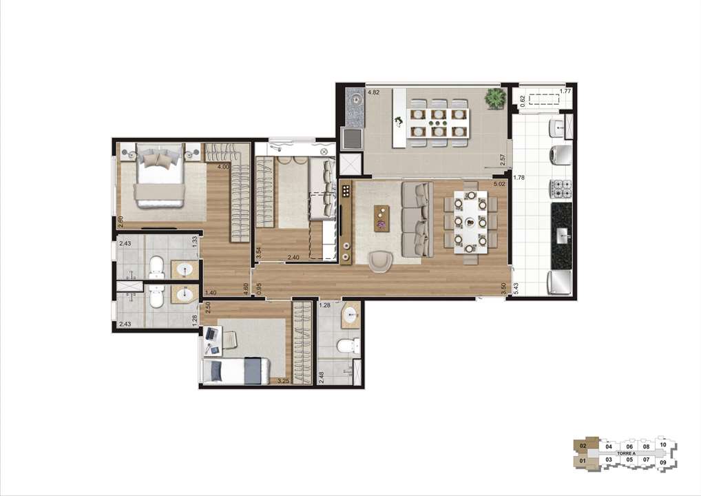 Planta Padrão 94m² | Praças da Cidade - Praça Mooca – Mooca - São Paulo - São Paulo Planta Padrão 94m² | Praças da Cidade - Praça Mooca – Apartamento na Mooca - São Paulo - São Paulo